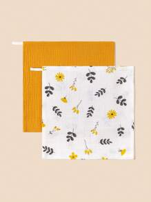 Bebé niñas 2 piezas Babero con patrón floral - Multicolor - Ver 1