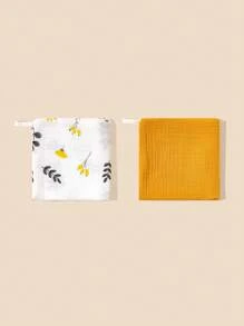 Bebé niñas 2 piezas Babero con patrón floral - Multicolor - Ver 2