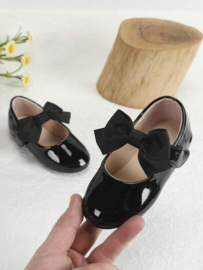 女嬰蝴蝶結裝飾瑪麗珍平底鞋適用於戶外