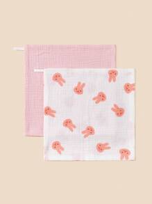 2入組女嬰兔子圖案圍兜 - 彩色 - 查看 1