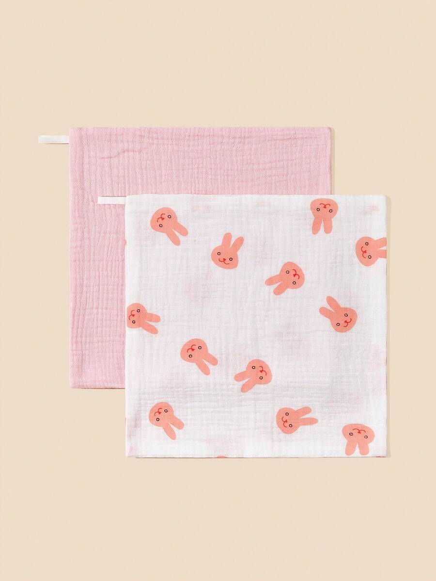 2入組女嬰兔子圖案圍兜 - 彩色 - 查看 1