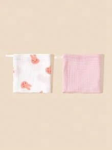 2入組女嬰兔子圖案圍兜 - 彩色 - 查看 2