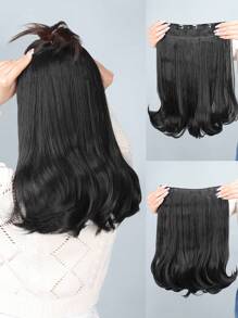 夾片短卷合成纖維接髮 - 黑色 - 查看 1