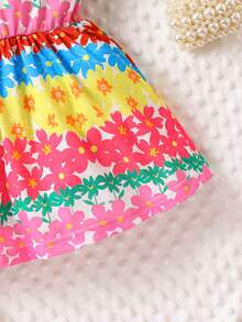 SHEIN Đầm em bé Tương phản ren Hoa Tất cả trên in - Nhiều màu - Xem 4