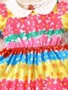 SHEIN Đầm em bé Tương phản ren Hoa Tất cả trên in - Nhiều màu - Xem 5