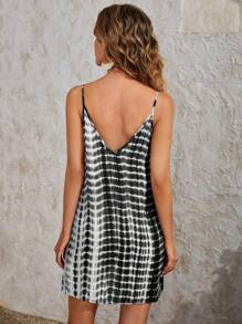SHEIN VCAY Tie Dye Cami Dress - Black and White - View 2