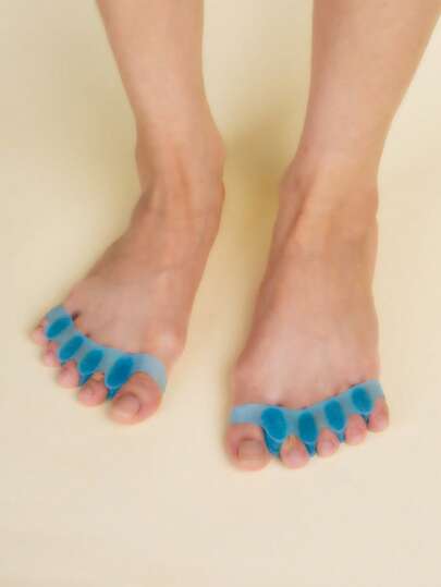 1 Pair Blue Silicone Five Finger Separator, Very Soft, Unisex One Size