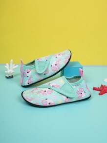 女孩獨角獸和星星圖案魔術貼防滑透氣水襪適用於戶外 - 綠色 - 查看 5