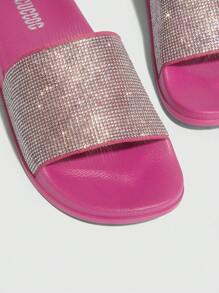 CUCCOO SZL 女士水鑽裝飾魅力四射夏天拖鞋 - 玫紅色 - 查看 4