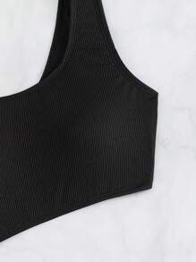 SHEIN Swim Bañador una pieza con estampado de lunares con abertura de un hombro