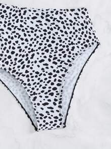 SHEIN Swim Bañador una pieza con estampado de lunares con abertura de un hombro