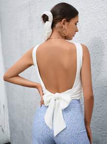 GENKIRA 素色側收褶短款上衣 - 白色 - 查看 2