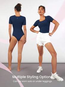 GLOWMODE FeatherFit™ Ballerina 2 trong 1 Áo liền quần chặt - Màu xanh hải quân - Xem 6