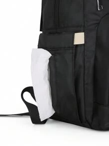 2pcs/set Embroidered Double-shoulder Mummy Bag - Black - View 5