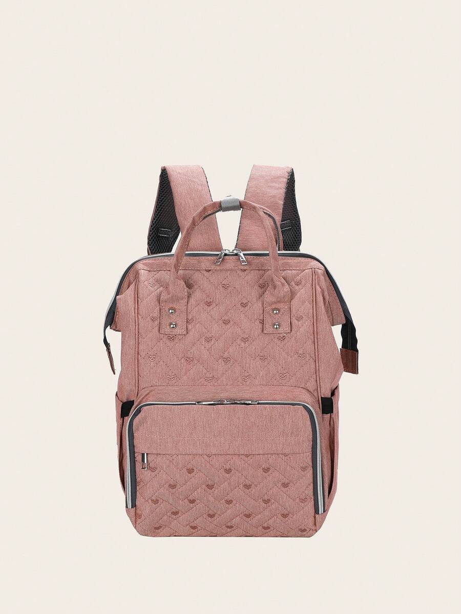 Bebé 1 pieza Bolsa de pañales con diseño de puntada con diseño de tachuela rosado cremallera - Rosa - Ver 1