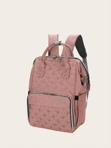 Bebé 1 pieza Bolsa de pañales con diseño de puntada con diseño de tachuela rosado cremallera - Rosa - Ver 2