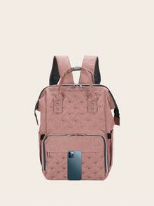 Bebé 1 pieza Bolsa de pañales con diseño de puntada con diseño de tachuela rosado cremallera - Rosa - Ver 4