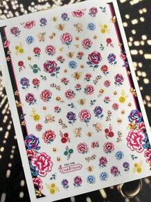 Tsc-114 3d Bordado Flor Rosa Nail Art Pegatina Decoración Deslizante - Multicolor - Ver 2