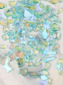 1 Bag Glass Micro Beads For Nail Art Multicolor DIY Nail Decorations, Summer Cool Rhinestones & Holiday Party Nail Gems, Resealable Bag - Teal Blue - View 1