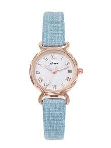 Đồng hồ thạch anh hình tròn 1pc & Vòng đeo tay trang trí trái tim 1pc - Màu xanh lam - Xem 2