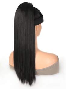 長款直筒馬尾合成纖維接髮 - 黑色 - 查看 5