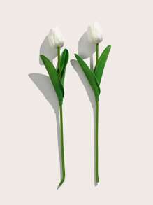 SHEIN 2入組塑膠擬真花 - 白色 - 查看 2