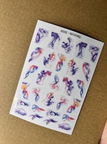 1張線條圖案美甲貼紙 - 紫丁香色 - 查看 5