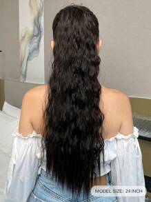 Long Curly Ponytail Synthetic Hair Extension - Black - View 2