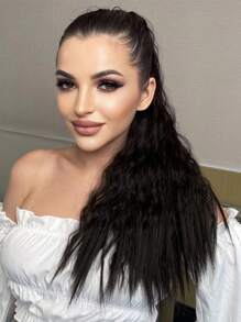 Long Curly Ponytail Synthetic Hair Extension - Black - View 3
