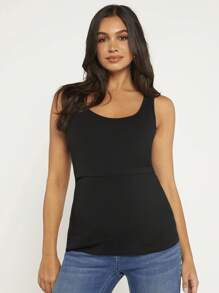 SHEIN Maternity Lift Up Nursing Tank Top - Black - View 3