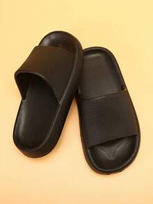 男孩單帶防滑極簡拖鞋適用於戶外 - 黑色 - 查看 2