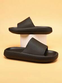 男孩單帶防滑極簡拖鞋適用於戶外 - 黑色 - 查看 4