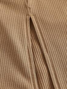 SHEIN 孕婦素色後背開衩哺乳洋裝 - 摩卡棕 - 查看 9