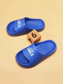 Boys Letter Graphic Single Band Non-slip Slippers For Outdoor