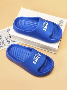 Boys Letter Graphic Single Band Non-slip Slippers For Outdoor