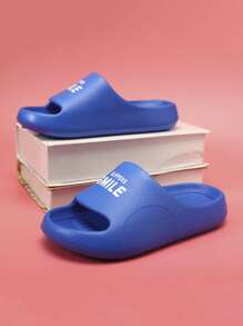 Boys Letter Graphic Single Band Non-slip Slippers For Outdoor