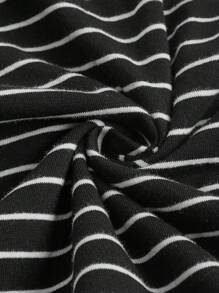 SHEIN Maternity Striped Print Bodycon Dress - Black - View 8