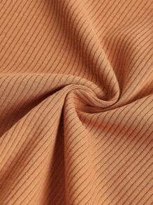 SHEIN Maternity Solid Split Thigh Dress - Brown - View 6