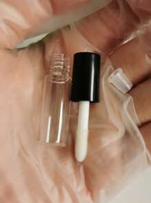 5入組1.2ML迷你唇彩管,黑色塑料材料帶銀戒指和香檳色帽子,便攜化妝品集裝箱適合旅行使用 - 彩色 - 查看 2