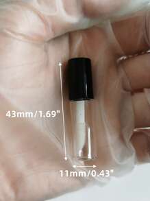 5入組1.2ML迷你唇彩管,黑色塑料材料帶銀戒指和香檳色帽子,便攜化妝品集裝箱適合旅行使用 - 彩色 - 查看 5