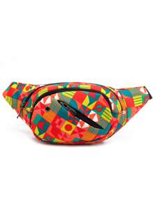 TINYAT 夏季時尚炫彩腰包，防水多功能大容量女式運動包 - 橘色 - 查看 1