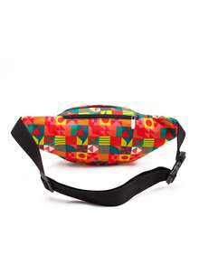 TINYAT 夏季時尚炫彩腰包，防水多功能大容量女式運動包 - 橘色 - 查看 2