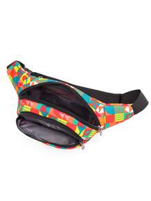 TINYAT 夏季時尚炫彩腰包，防水多功能大容量女式運動包 - 橘色 - 查看 5