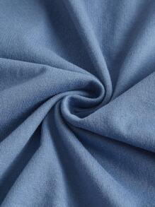 SHEIN Maternity  Solid Tee & Shorts Set - Dusty Blue - View 10