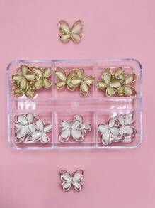 1盒蝴蝶形狀美甲飾品 - 彩色 - 查看 1