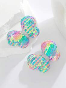 2入組女孩亮片和蝴蝶裝飾金屬亮絲髮夾適用於日常使用 - 彩色 - 查看 1