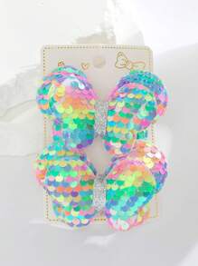 2入組女孩亮片和蝴蝶裝飾金屬亮絲髮夾適用於日常使用 - 彩色 - 查看 2
