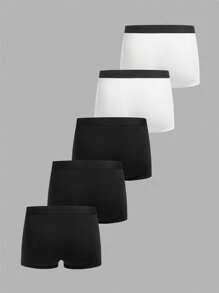 Hombres 5 piezas Calzoncillos boxer con estampado de dibujos animados - Blanco y Negro - Ver 2
