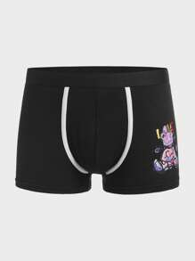 Hombres 5 piezas Calzoncillos boxer con estampado de dibujos animados - Blanco y Negro - Ver 9