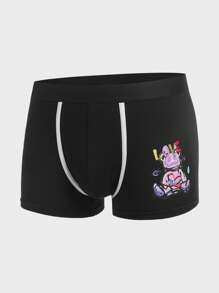 Hombres 5 piezas Calzoncillos boxer con estampado de dibujos animados - Blanco y Negro - Ver 3